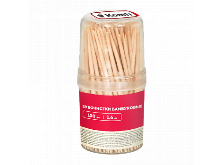 Зубочистки бамбуковые, 150 шт, в баночке, Komfi 120/10